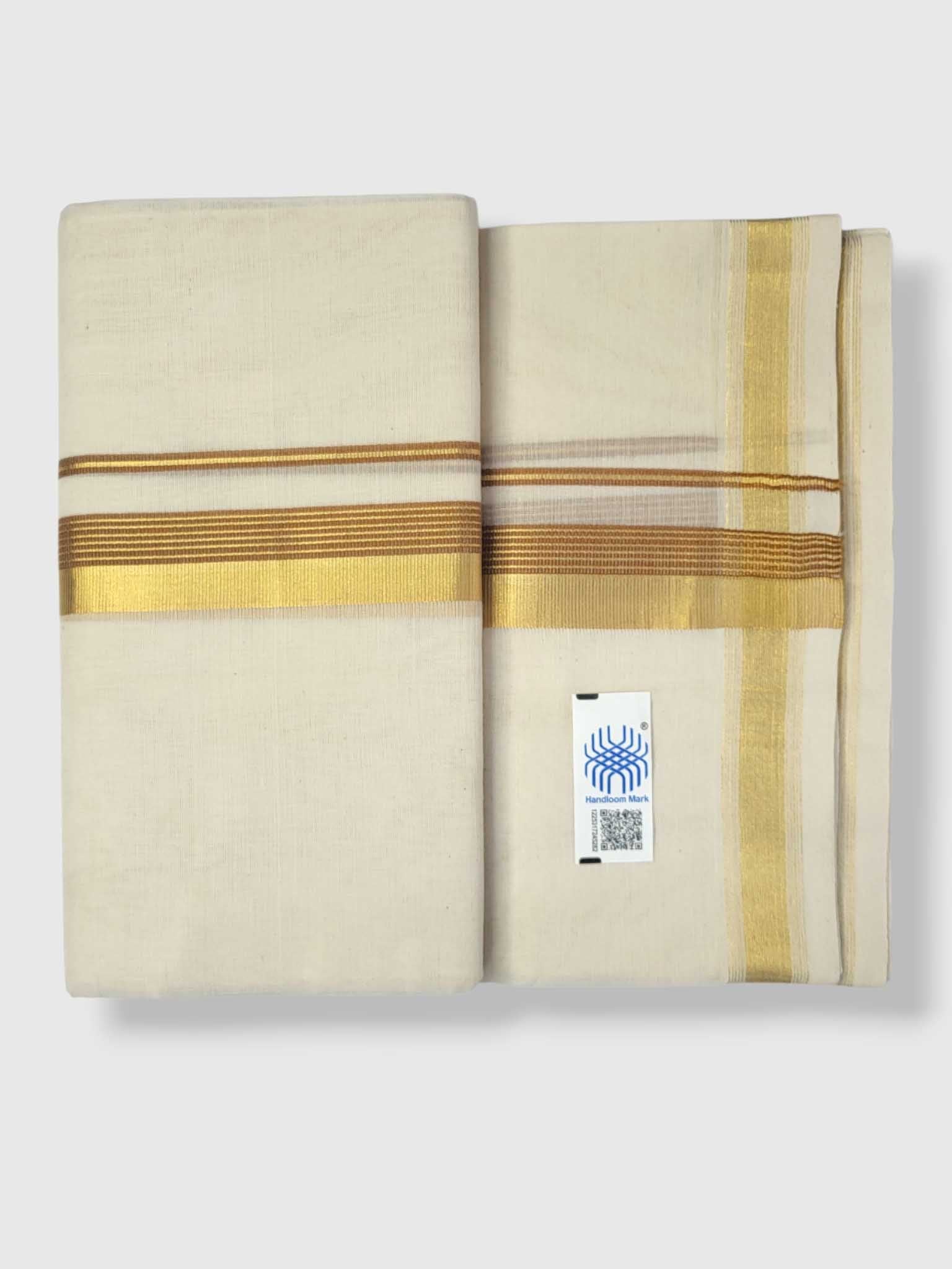 Original Balaramapuram Handloom Kasavu Mundu for Men