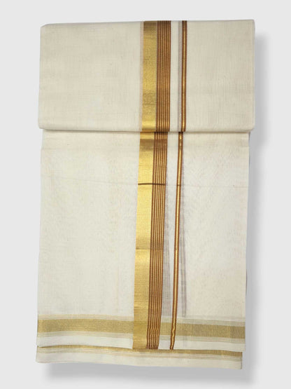 Original Balaramapuram Handloom Kasavu Mundu for Men