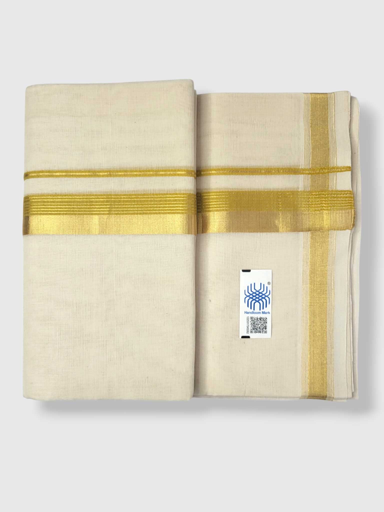 Original Balaramapuram Handloom Kasavu Mundu for Men