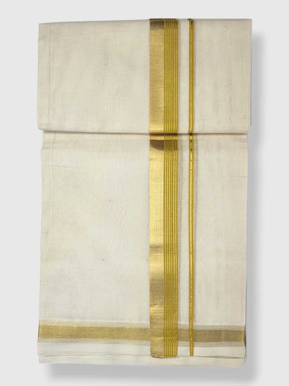 Original Balaramapuram Handloom Kasavu Mundu for Men