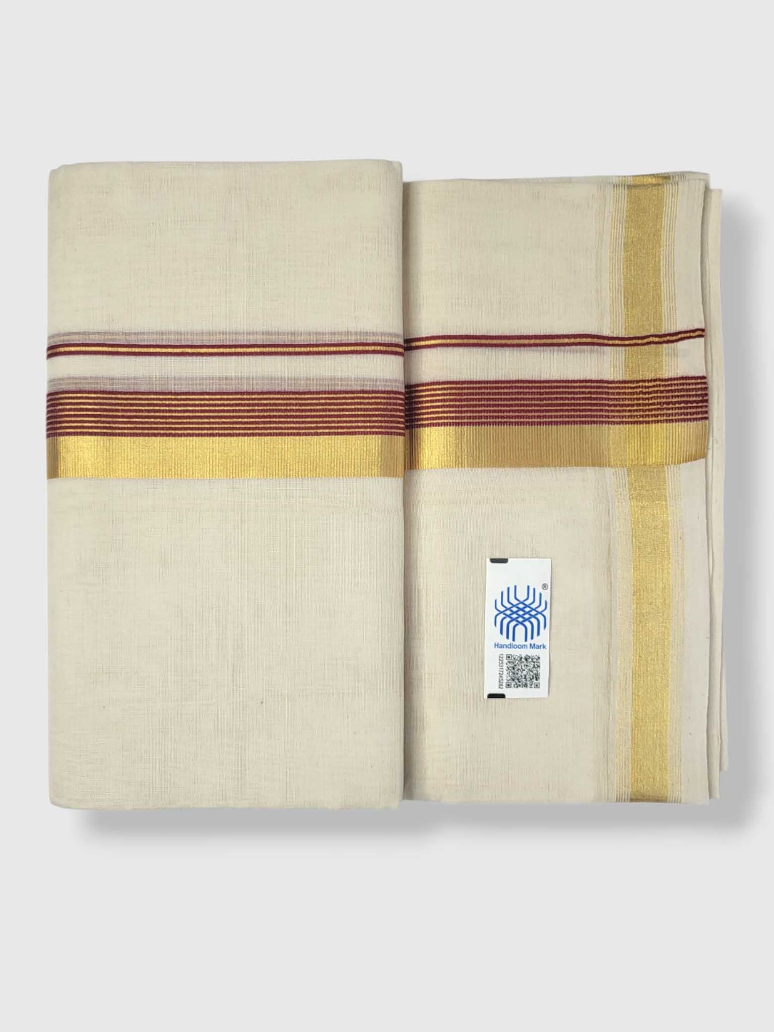 Original Balaramapuram Handloom Kasavu Mundu for Men