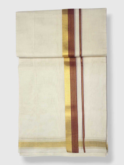 Original Balaramapuram Handloom Kasavu Mundu for Men