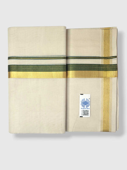 Original Balaramapuram Handloom Kasavu Mundu for Men
