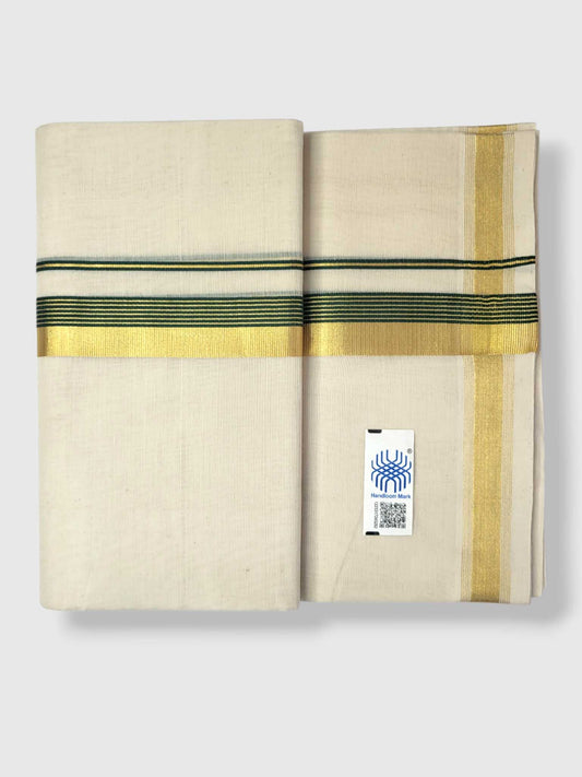 Original Balaramapuram Handloom Kasavu Mundu for Men