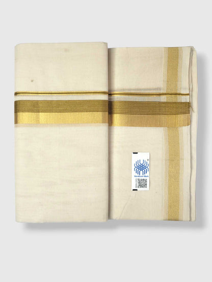 Original Balaramapuram Handloom Kasavu Mundu for Men