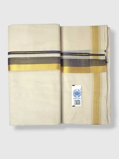 Original Balaramapuram Handloom Kasavu Mundu for Men