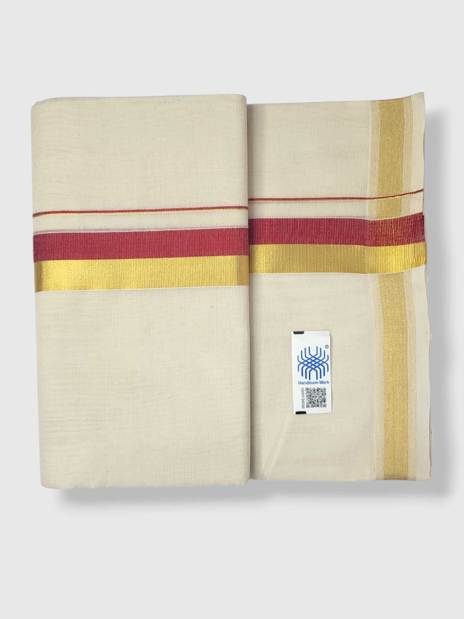 Original Balaramapuram Handloom Kasavu Mundu for Men
