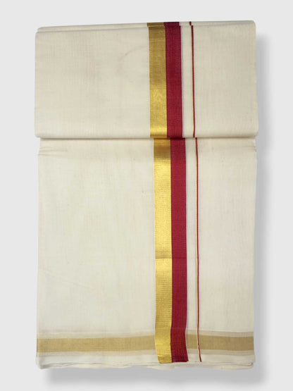 Original Balaramapuram Handloom Kasavu Mundu for Men