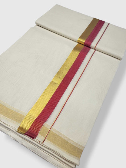 Original Balaramapuram Handloom Kasavu Mundu for Men