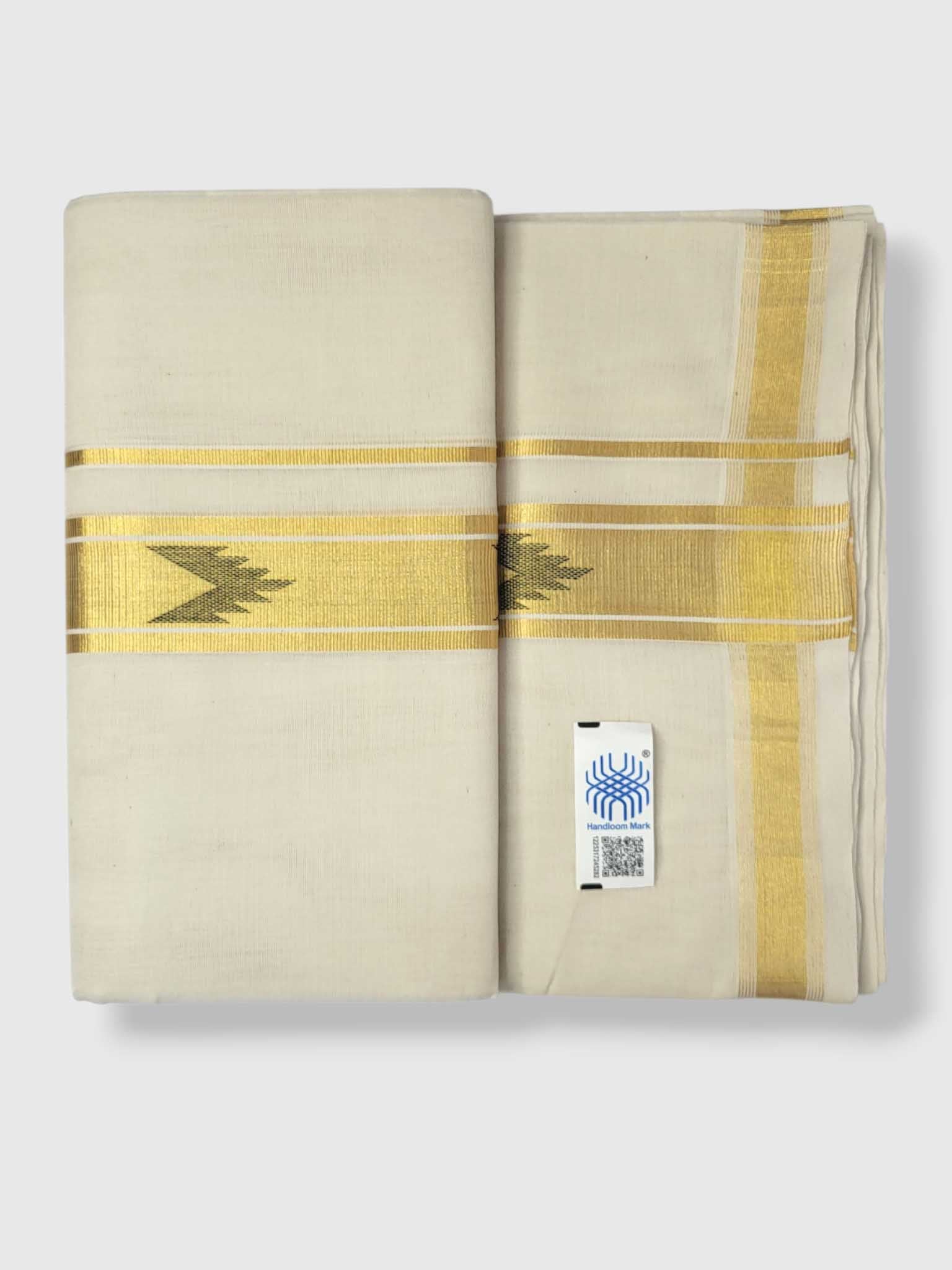 Original Balaramapuram Handloom Kasavu Mundu for Men