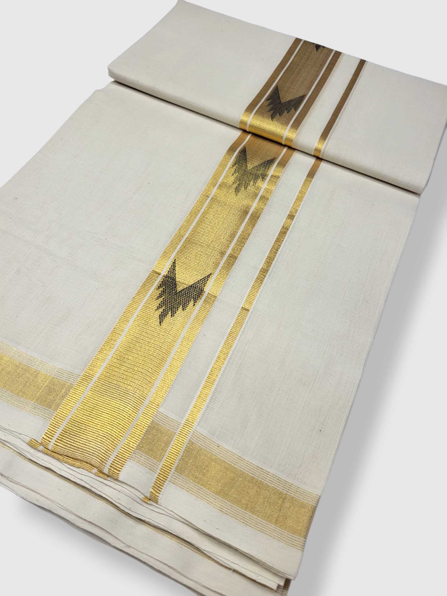 Original Balaramapuram Handloom Kasavu Mundu for Men