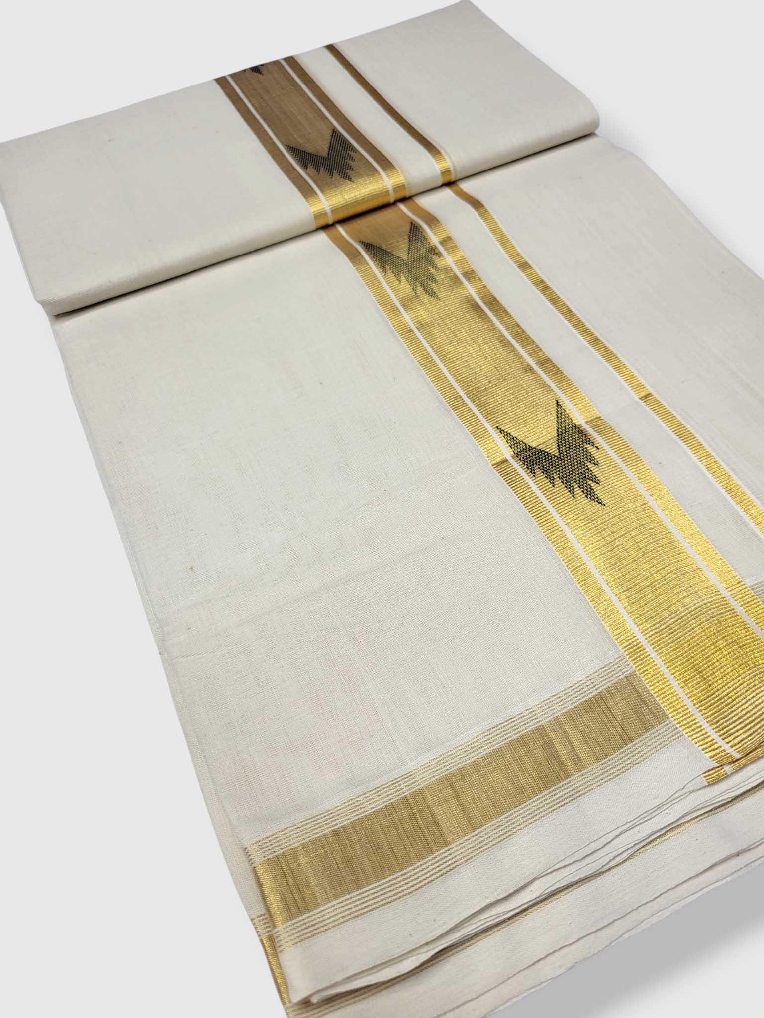 Original Balaramapuram Handloom Kasavu Mundu for Men