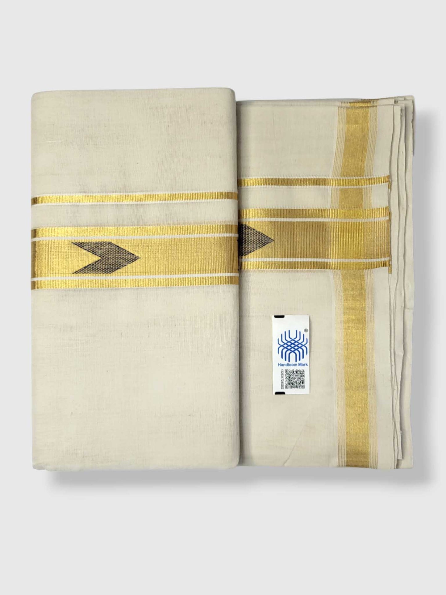 Original Balaramapuram Handloom Kasavu Mundu for Men