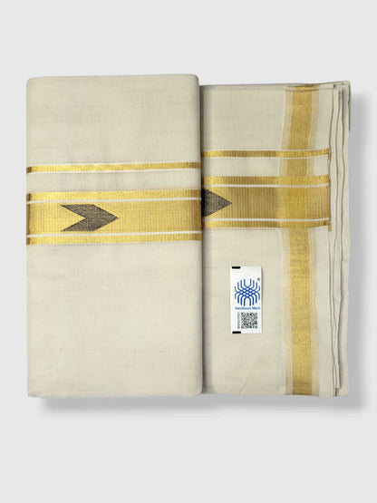 Original Balaramapuram Handloom Kasavu Mundu for Men