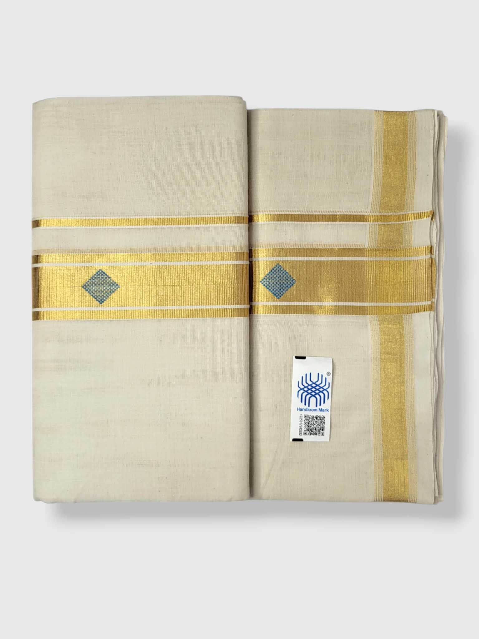 Original Balaramapuram Handloom Kasavu Mundu for Men