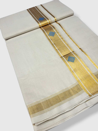 Original Balaramapuram Handloom Kasavu Mundu for Men