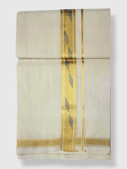 Original Balaramapuram Handloom Kasavu Mundu for Men