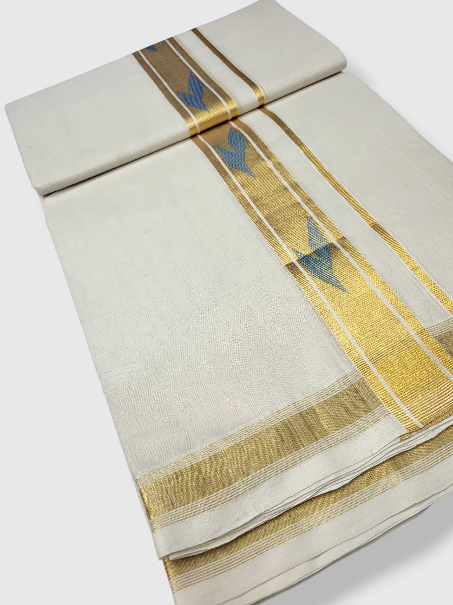 Original Balaramapuram Handloom Kasavu Mundu for Men