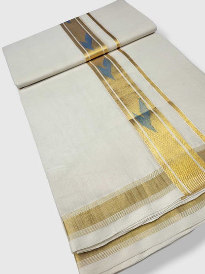 Original Balaramapuram Handloom Kasavu Mundu for Men