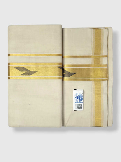 Original Balaramapuram Handloom Kasavu Mundu for Men