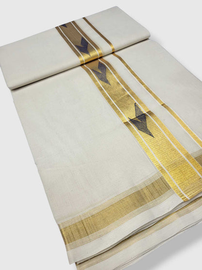 Original Balaramapuram Handloom Kasavu Mundu for Men