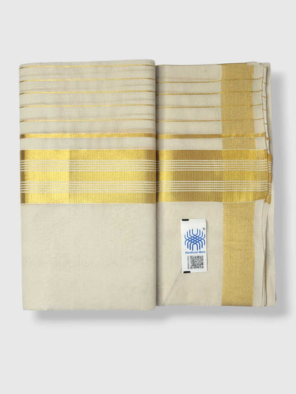 Original Balaramapuram Handloom Kasavu Mundu for Men