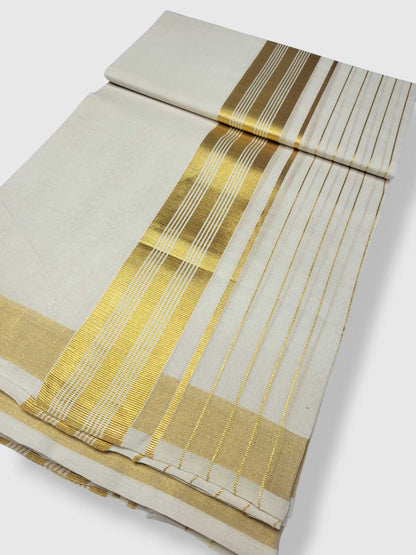 Original Balaramapuram Handloom Kasavu Mundu for Men