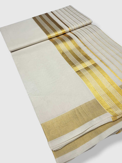 Original Balaramapuram Handloom Kasavu Mundu for Men
