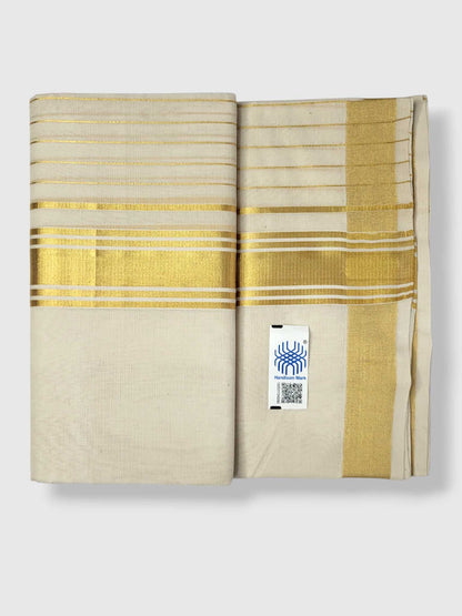 Original Balaramapuram Handloom Kasavu Mundu for Men