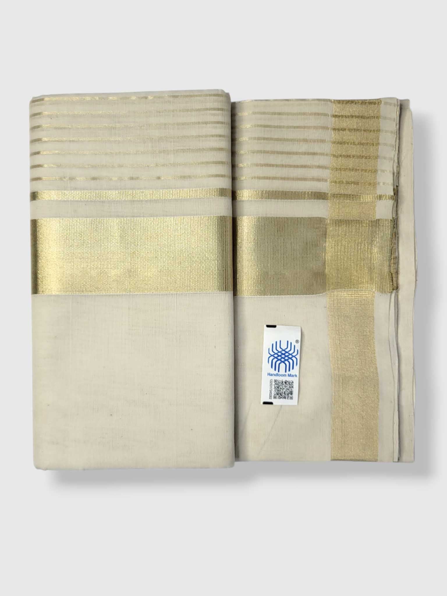 Original Balaramapuram Handloom Kasavu Mundu for Men