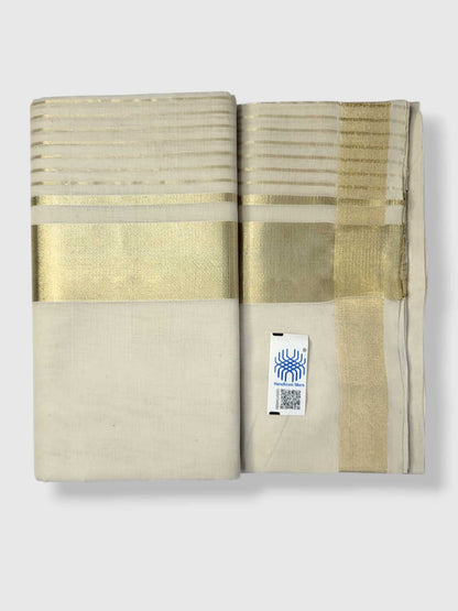Original Balaramapuram Handloom Kasavu Mundu for Men