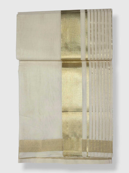 Original Balaramapuram Handloom Kasavu Mundu for Men