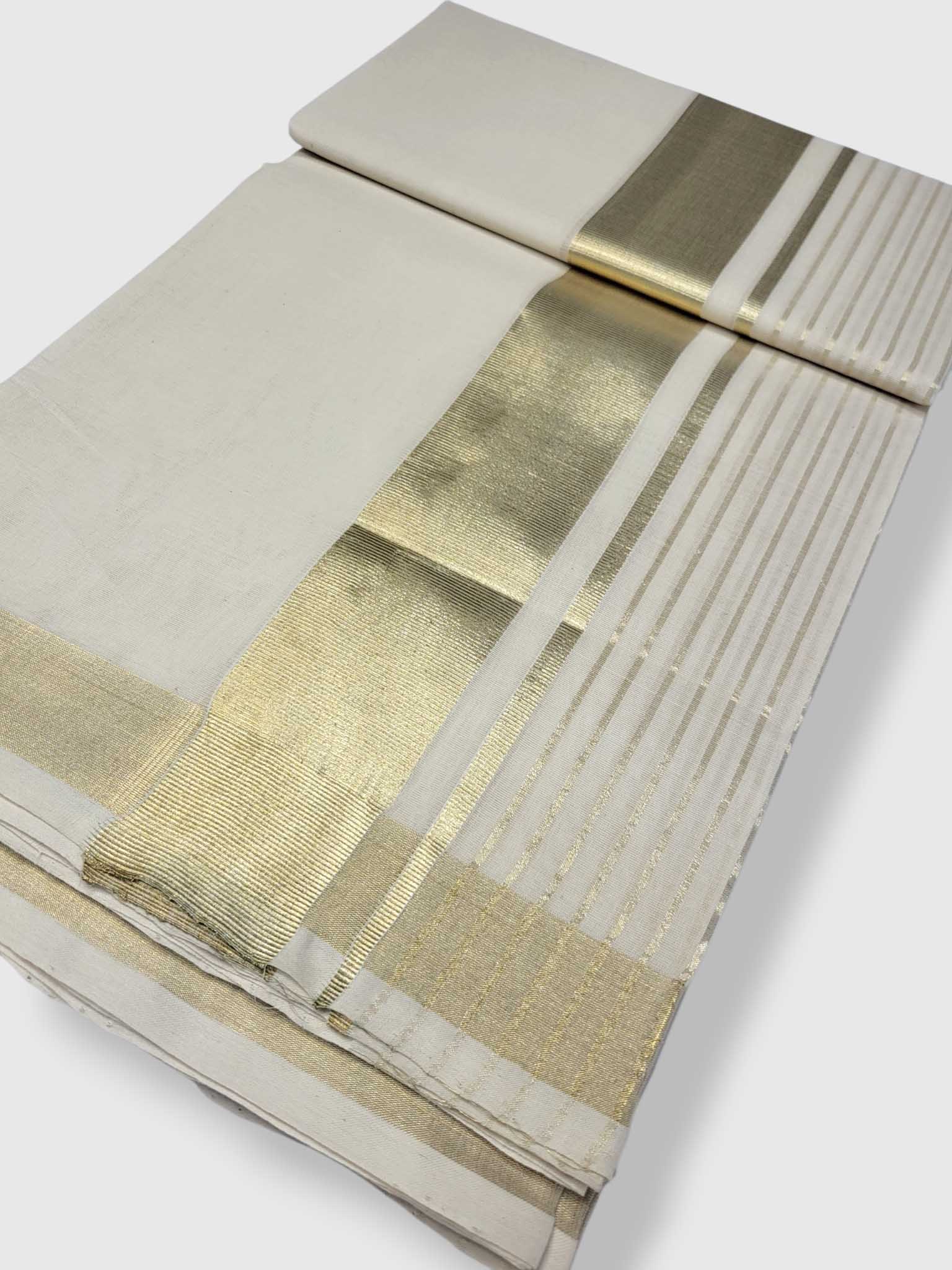 Original Balaramapuram Handloom Kasavu Mundu for Men
