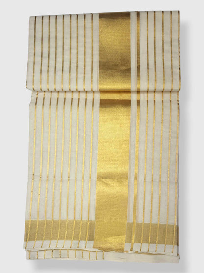 Original Balaramapuram Handloom Kasavu Mundu for Men