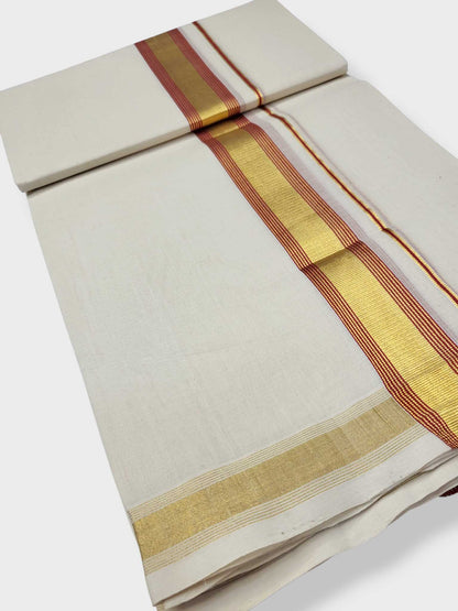 Original Balaramapuram Handloom Kasavu Mundu for Men
