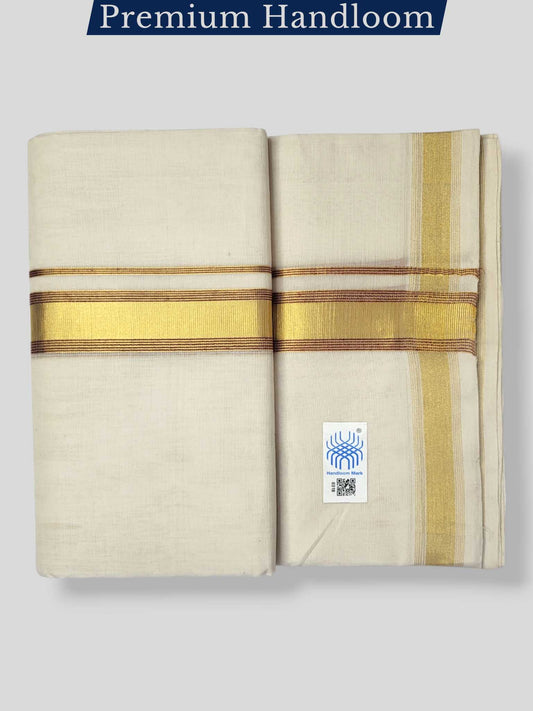 Original Balaramapuram Handloom Kasavu Mundu for Men