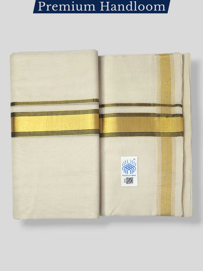 Original Balaramapuram Handloom Kasavu Mundu for Men