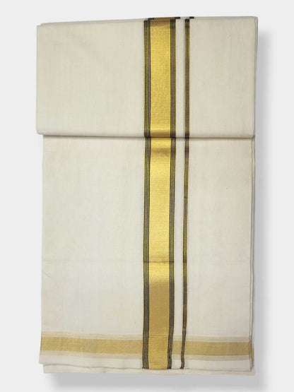 Original Balaramapuram Handloom Kasavu Mundu for Men