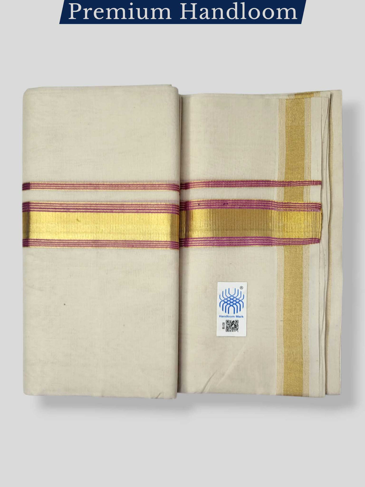 Original Balaramapuram Handloom Kasavu Mundu for Men