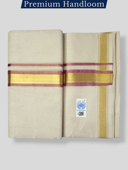 Original Balaramapuram Handloom Kasavu Mundu for Men