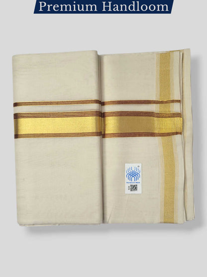 Original Balaramapuram Handloom Kasavu Mundu for Men