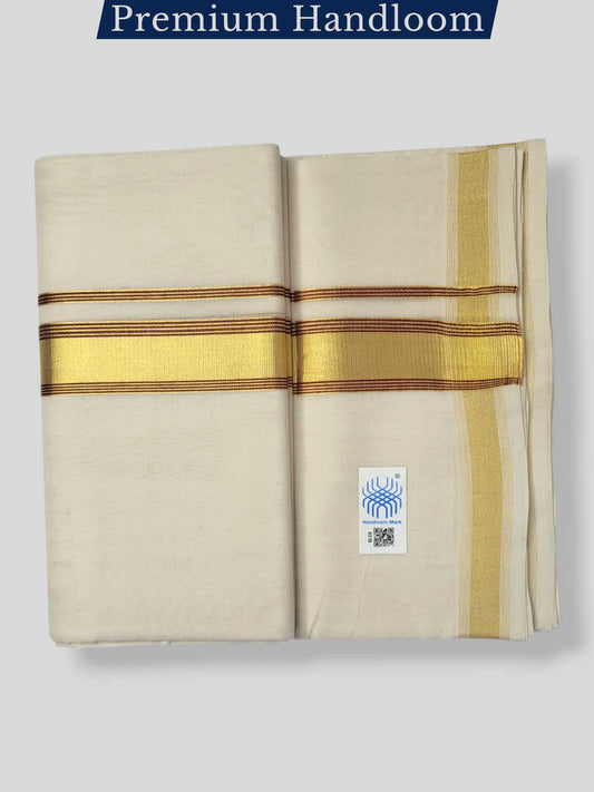 Original Balaramapuram Handloom Kasavu Mundu for Men