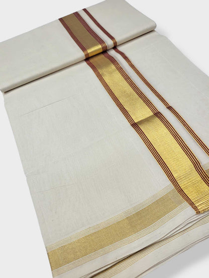 Original Balaramapuram Handloom Kasavu Mundu for Men