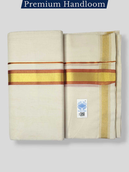 Original Balaramapuram Handloom Kasavu Mundu for Men