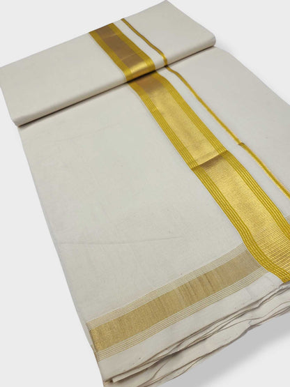 Original Balaramapuram Handloom Kasavu Mundu for Men