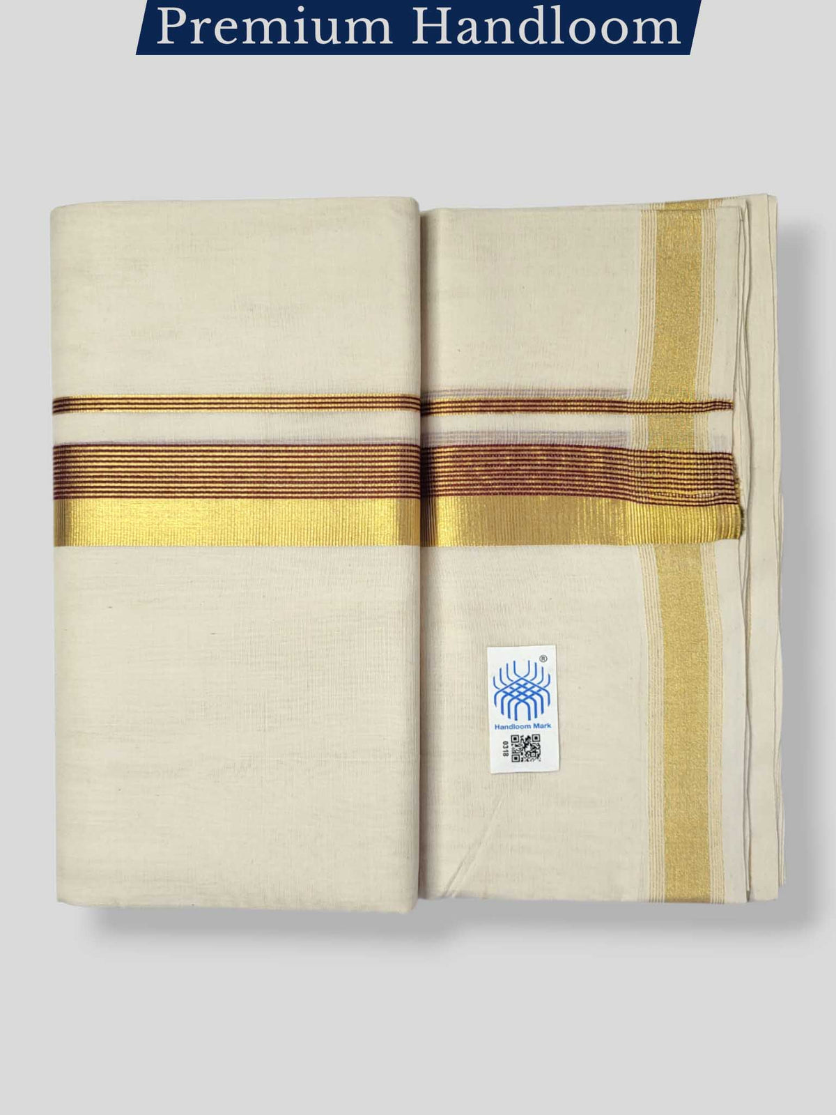 Original Balaramapuram Handloom Kasavu Mundu for Men