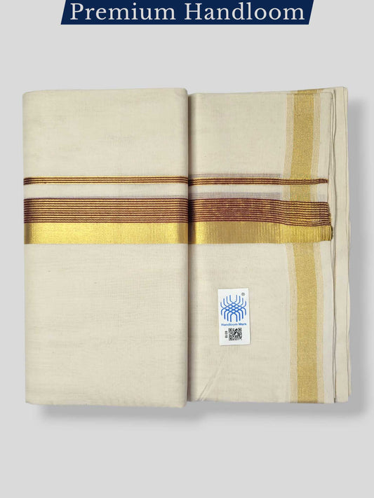Original Balaramapuram Handloom Kasavu Mundu for Men