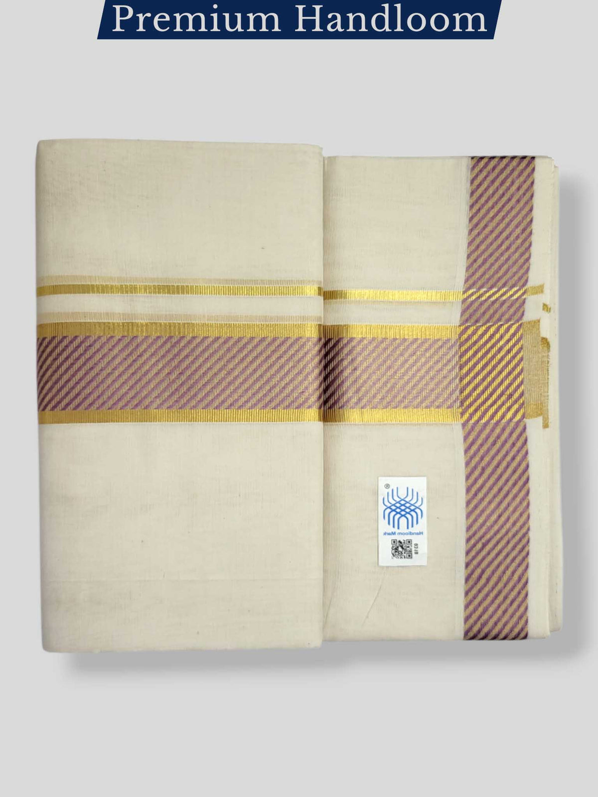 Original Balaramapuram Handloom Kasavu Mundu for Men
