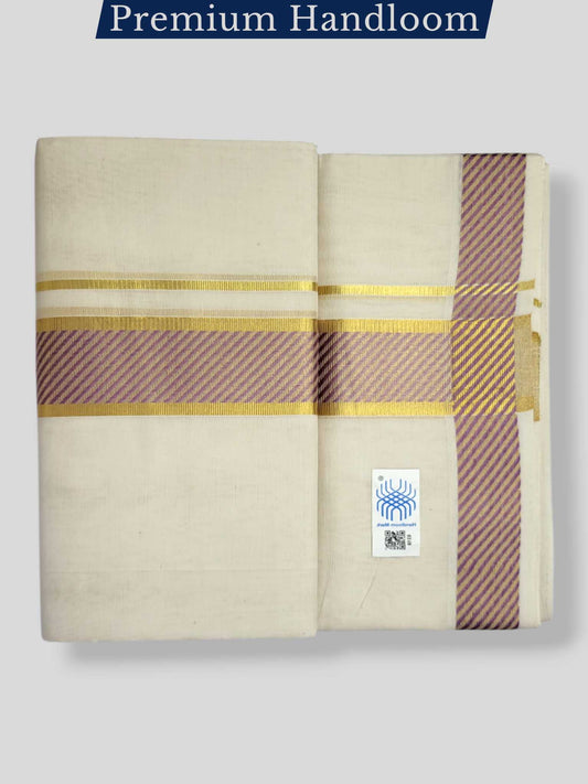 Original Balaramapuram Handloom Kasavu Mundu for Men