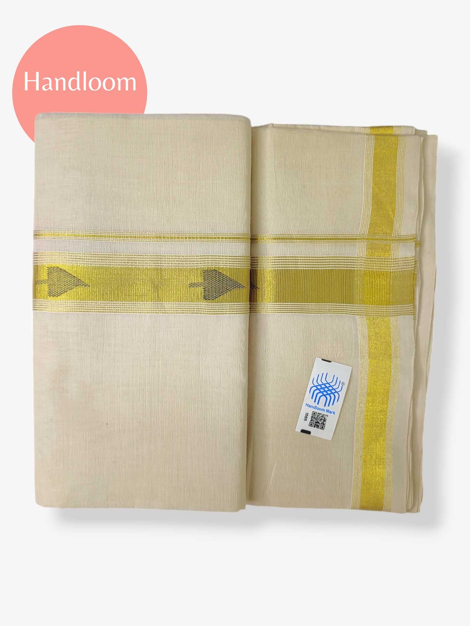 Original Balaramapuram Handloom Kasavu Mundu for Men